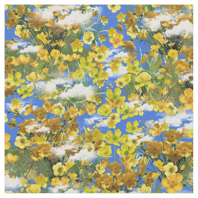 Tissu Printemps fleurs Butercup dans les nuages (Fermer)