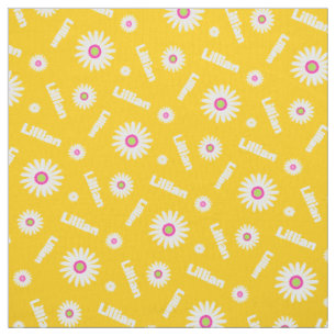 Tissu Profil de nom jaune personnalisé de marguerite