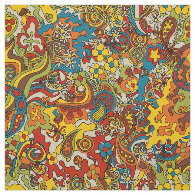 Tissu psychedelic flow, retro 70s fabric (Échantillon)