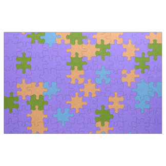 Tissu Puzzle violet, vert, orange et bleu