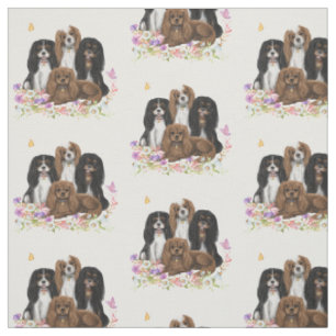 Tissu Quatre Espagnols du roi Charles Cavalier en fleurs