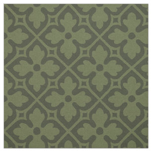 Tissu Quatrefeuilles néo-gothiques, vert loden