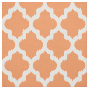 Tissu Quatrefoil blanc Ikat et Arrière - plan orange per