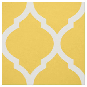 Tissu Quatrefoil Marocain Jaune Grande Échelle