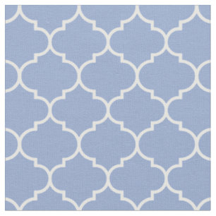 Tissu Quatrefoil marocain Sérénité Bleu & Blanc