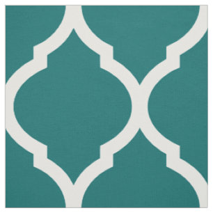Tissu Quatrefoil Marocain Turquoise foncé Grande échelle