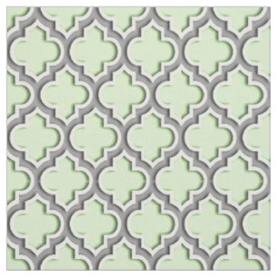 Tissu Quatrefoil marocain vert céleri, gris foncé #5DS