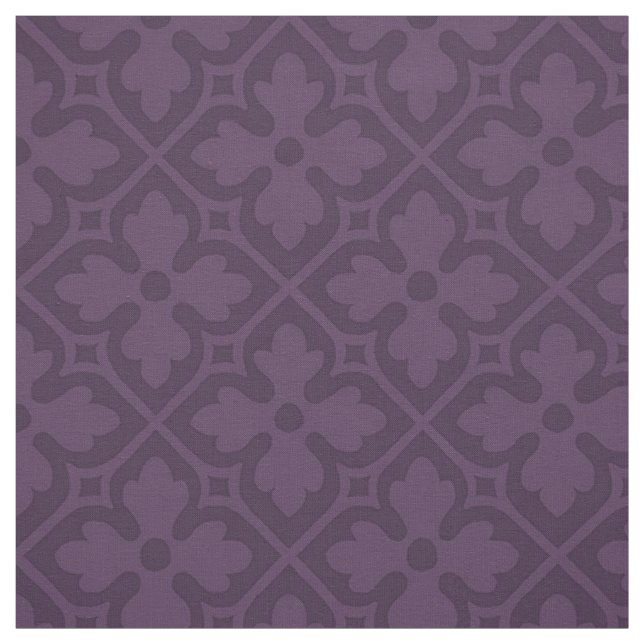 Tissu Quatrefoils gothiques, Aubergine (Échantillon)
