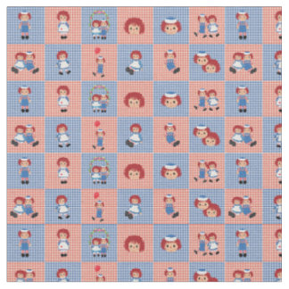 Tissu Raggedy Ann et Andy En vichy sur Checkerboard
