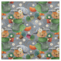 Rainy Day Ginger Cat Daisies Motif