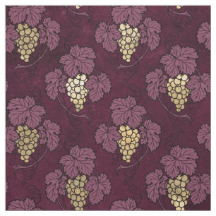 Tissu Raisins et Feuilles d'or Abstraits en couleur de v