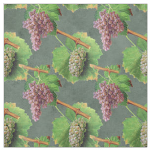 Tissu Raisins verts et violets Vintages sur les vignes