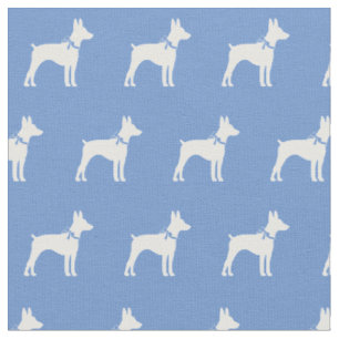 Tissu Rat Terrier Chien Silhouette Animal bleu clair