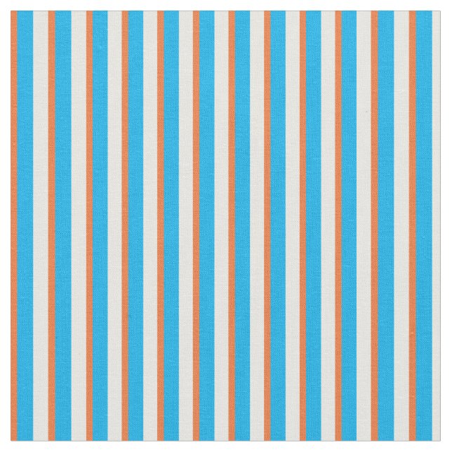 Tissu rayé orange blanc fait sur commande de bleu (Fermer)