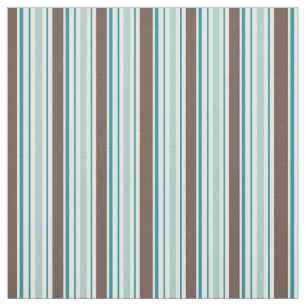 Tissu Rayures blanches Brown vert-bleu