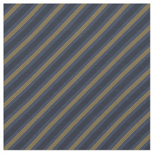 Tissu Rayures bleu foncé et or