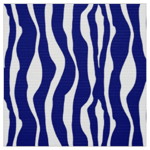 Tissu Rayures de zèbre - bleu et blanc de cobalt foncé