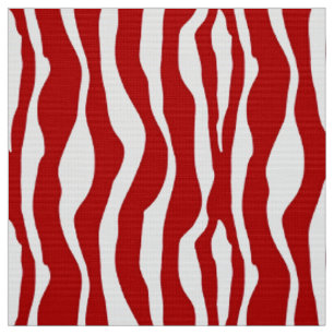 Tissu Rayures de zèbre - rouge-foncé et blanches