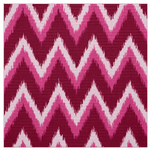 Tissu Rayures d'Ikat Chevron - Burqundy, rose et rose