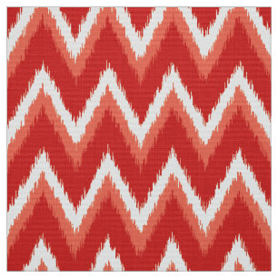 Tissu Rayures d'Ikat Chevron - orange et blanc de