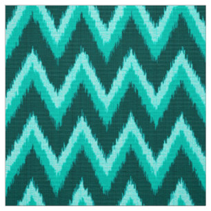 Tissu Rayures d'Ikat Chevron - turquoise, Teal et Aqua