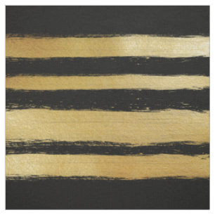 Tissu Rayures modernes de traçages d'or de feuille noir