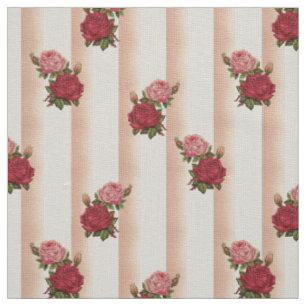 Tissu Rayures Rose Gold Chic Roses Floral Lin