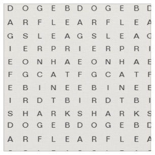 Tissu Recherche Word (Animaux) Blanc