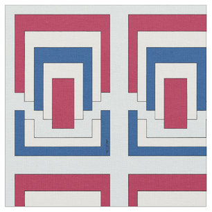 Tissu Rectangle Abstrait en rouge, blanc et bleu