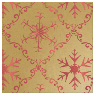 Tissu Red Christmas Stars on Gold