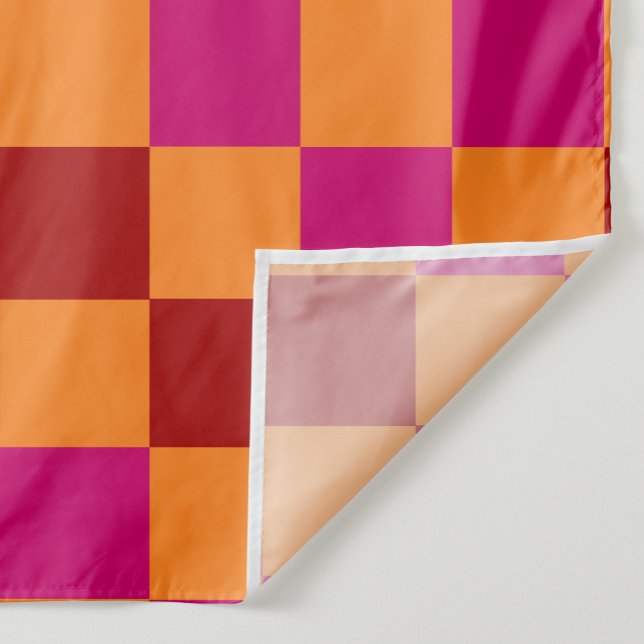 Tissu Red Orange Pink Checkered Pattern Design  (Créateur téléchargé)