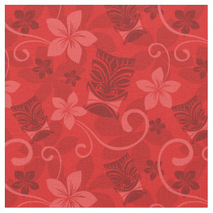 Tissu Red Tiki Masques Hawaïen