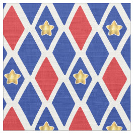 Tissu Red White Blue Diamond Gold Star