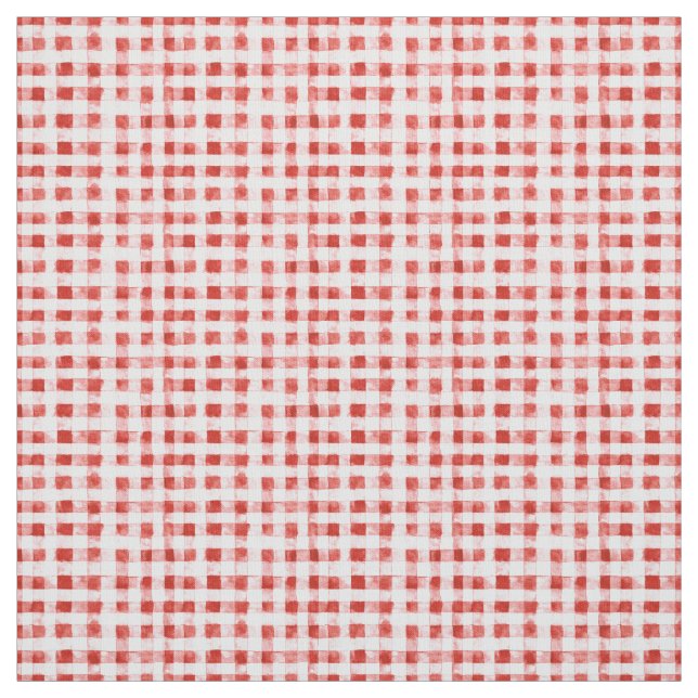 Tissu Red White Plaid Stripes  (Échantillon)