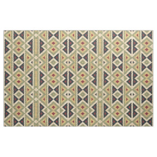 Tissu Regard ethnique vert rouge ivoire ocre