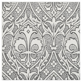 Tissu Renaissance gothique Fleur de Lys - noir et blanc