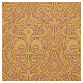 Tissu Renaissance gothique Fleur de Lys - Rouge sur or