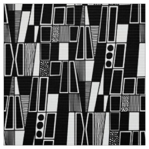 Tissu Retro Abstrait Motif 300521 - Noir sur blanc