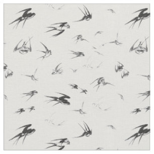 Tissu Rétro animal de nature d'oiseau d'hirondelle