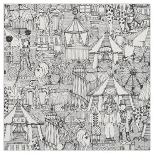 Tissu rétro blanc de noir de cirque