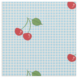 Tissu Retro Cherry En vichy Motif