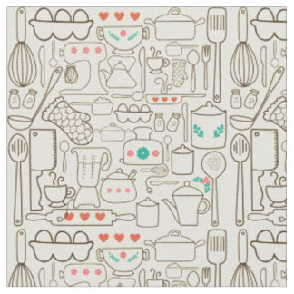 Tissu Rétro cuisine en crème