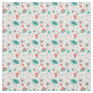 Tissu Rétro des années 1950 Éclatement d'étoiles atomiqu
