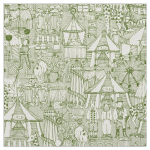 Tissu rétro ivoire de vert de cirque