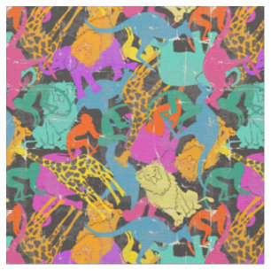 Tissu Rétro motif animal de silhouettes