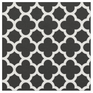 Tissu Rétro motif chic blanc noir mignon de treillis