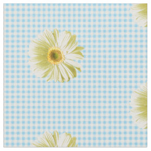 Tissu Rétro motif de guingan de marguerite