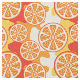 Tissu Rétro motif orange d'agrume