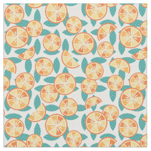 Tissu Rétro motif orange fruité de tranches
