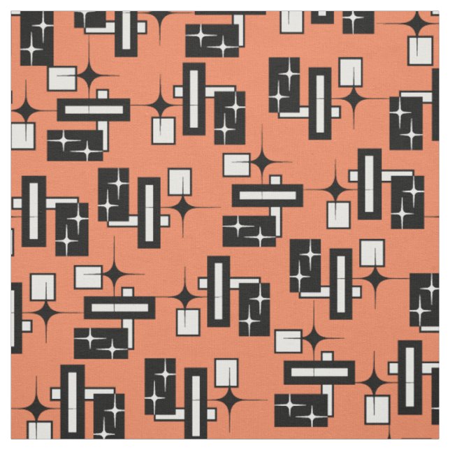 Tissu Rétro noir et blanc géométrique de chimères (Échantillon)